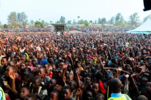 Crowd celebrating Jesus Christ in Rwanda